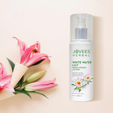 Jovees Herbal White Water Lily Moisturizing Lotion For Moisturised And Nourished Skin | Lightweight, Non-Sticky Normal to Dry Skin 100ml